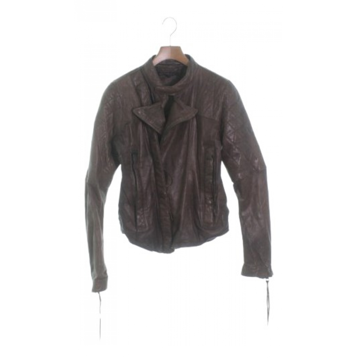 Leather short vest Christian Peau Brown 